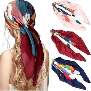 Satin Square Scarves Neck Hair Head Scarf 2 for 30